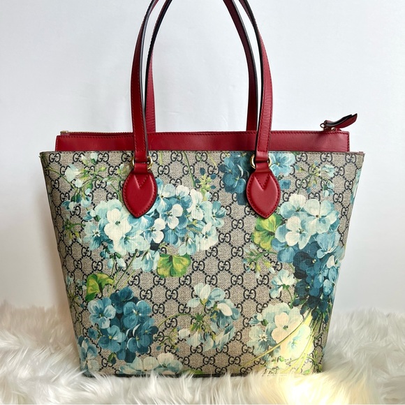 Gucci GG Supreme Blossoms Floral Red Tote Shoulder Bag - Picture 1 of 16